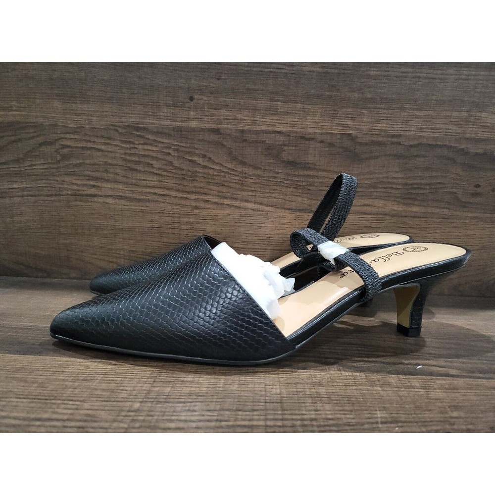 Bella Vita Women's Sarah II Slingback Pumps Black Snake 9.5N New